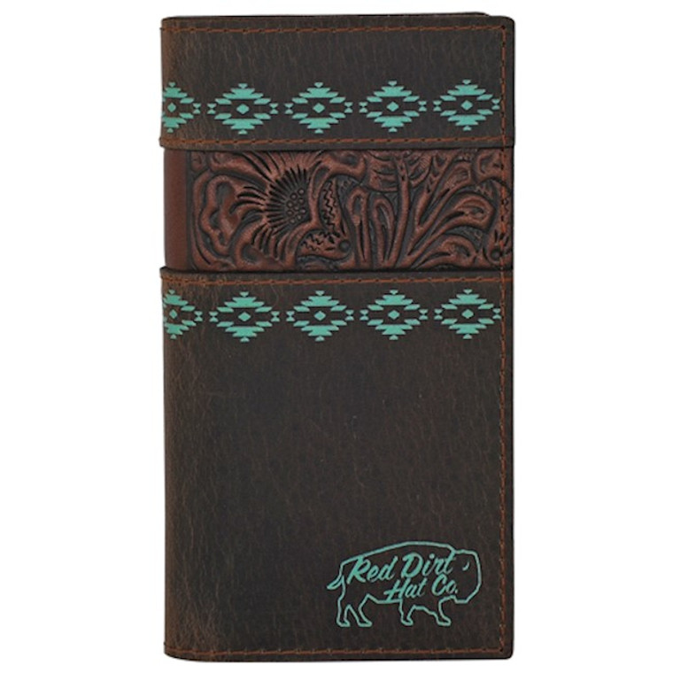 RED DIRT JUNIOR RODEO WALLET TOOLED WITH TURQUOISE