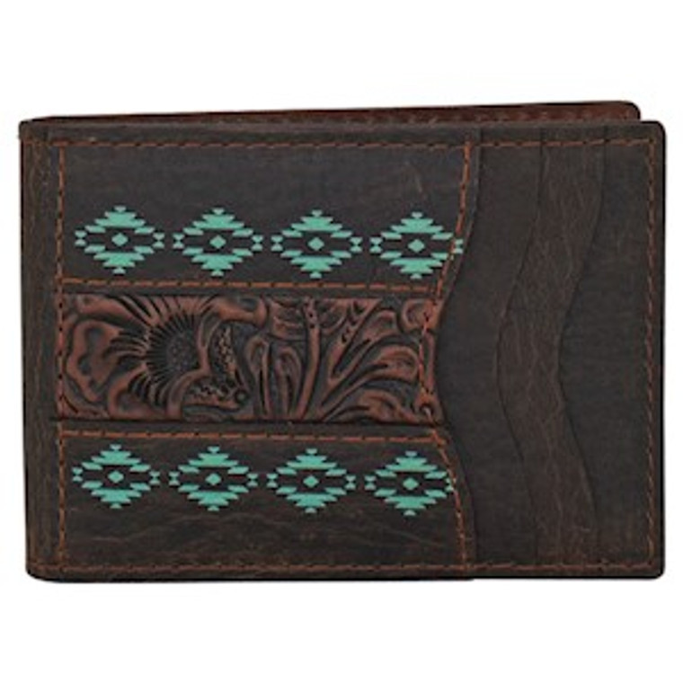 RED DIRT BIFOLD CARD CASE TOOLED TURQUOISE