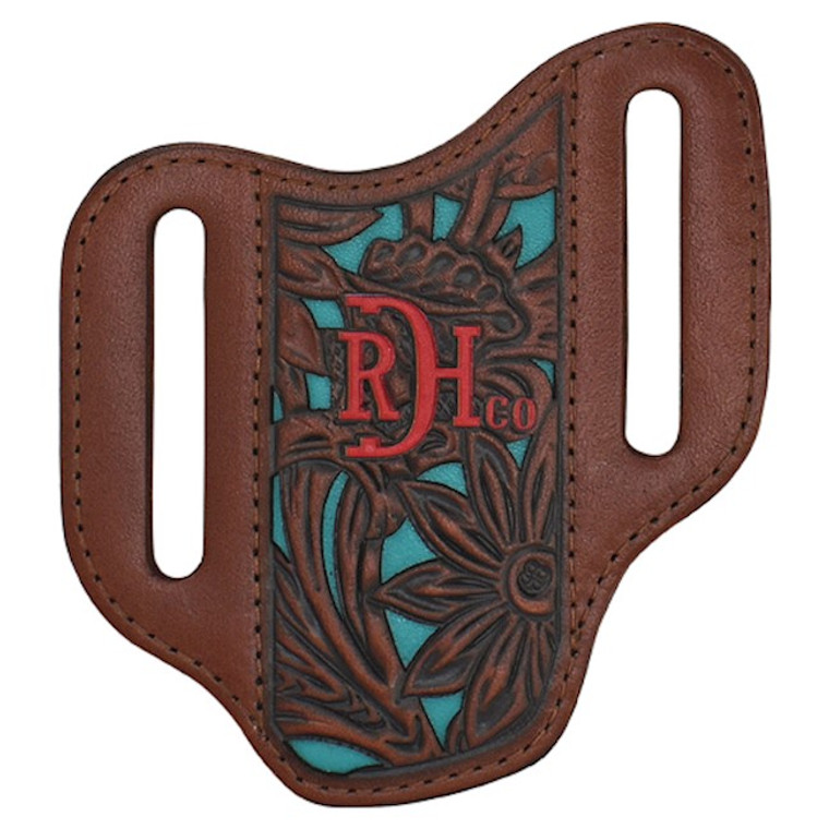 RED DIRT KNIFE SHEATH TOOLED TURQUOISE INLAY