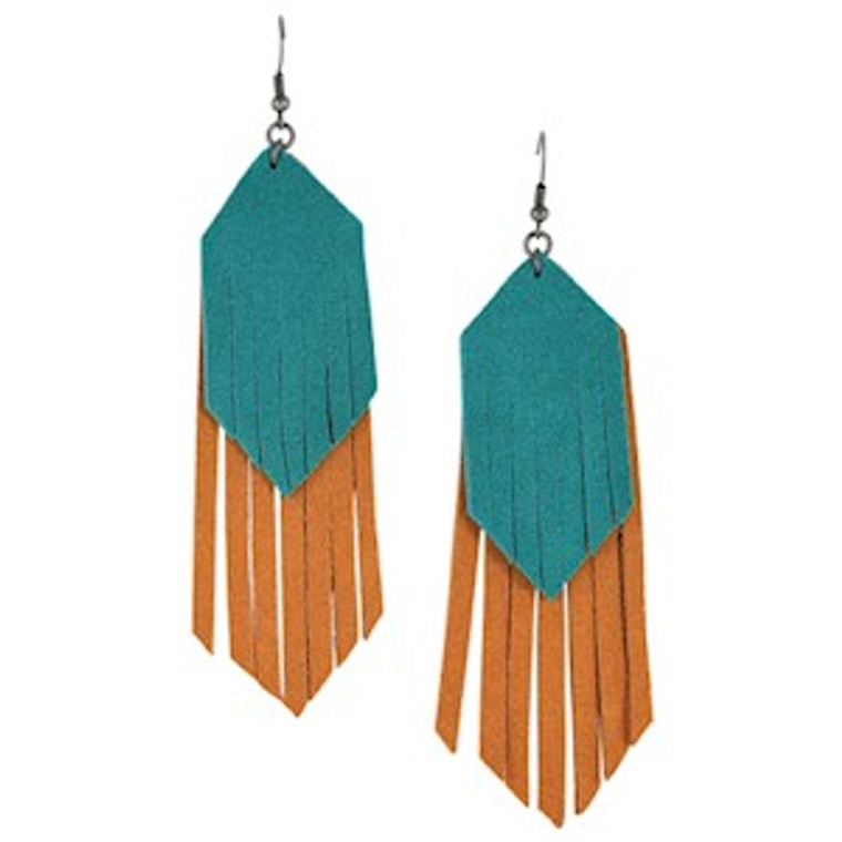 JUSTIN SUEDE TAN/TURQUOISE EARRINGS