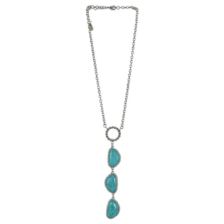 JUSTIN TURQUOISE TRIPLE STONE NECKLACE