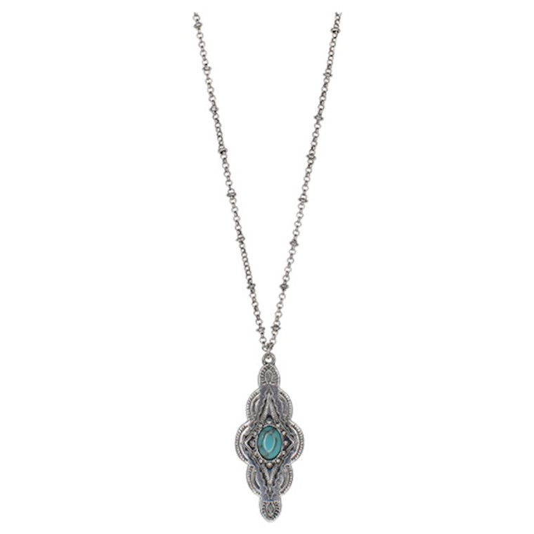 JUSTIN DIAMOND CONCHO AND FAUX TURQUOISE NECKLACE