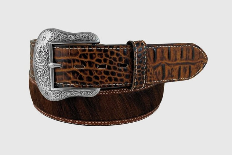 ROPER 8643500 BRINDLE BELT WITH CROC EMBOSS