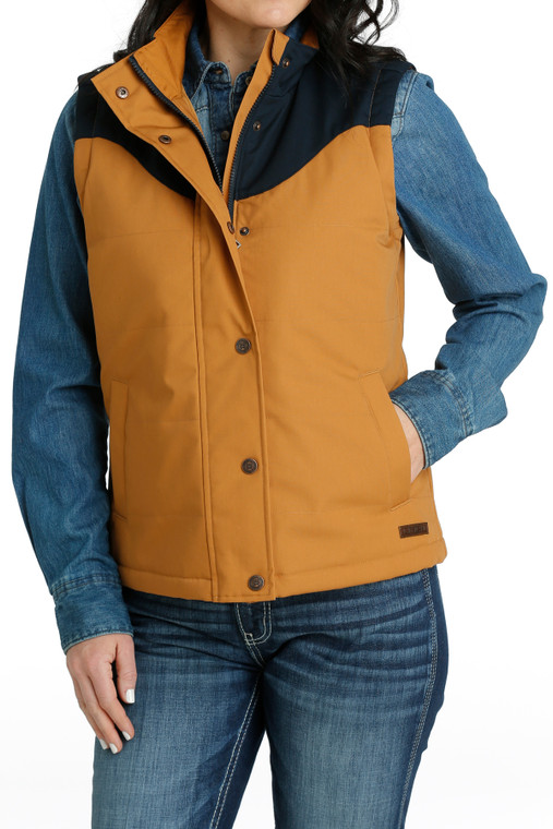 CINCH WOMEN'S CONCEALED CARRY CANVAS VEST BROWN 