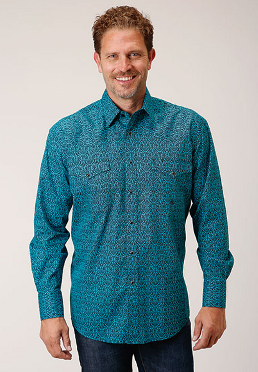 ROPER MEN'S LONG SLEEVE SHIRT TURQUOISE VINTAGE