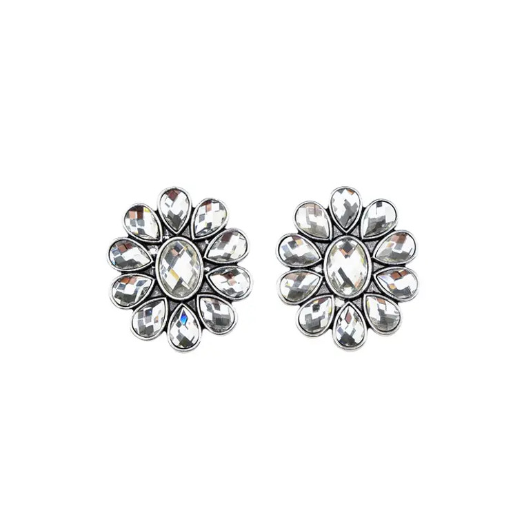 WC RHINESTONE CLUSTER EARRINGS