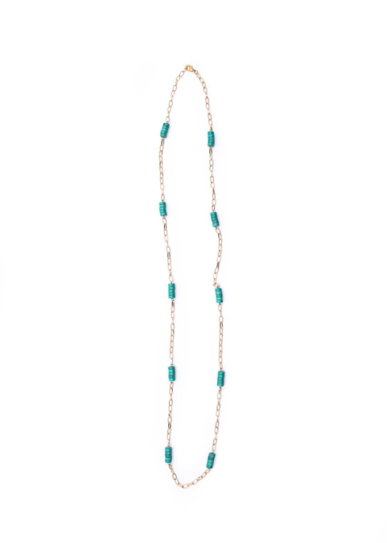 WC GOLD CHAIN 36" NECKLACE WITH TURQUOISE 