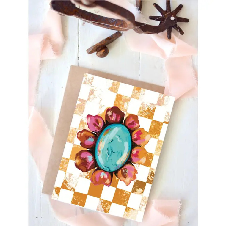 TURQUOISE FLORAL CARD