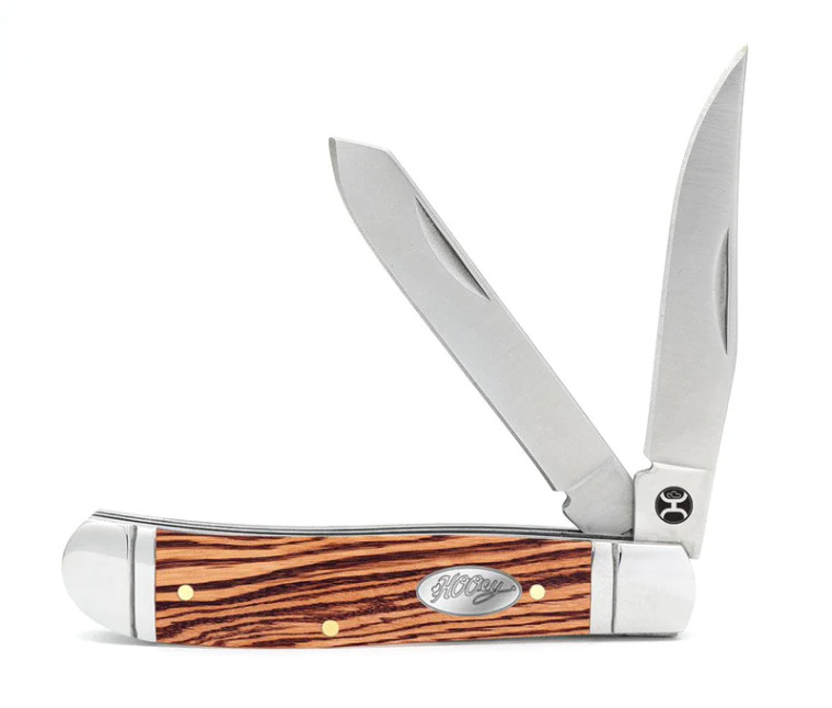 HOOEY ZEBRA WOOD TRAPPER KNIFE 4.5