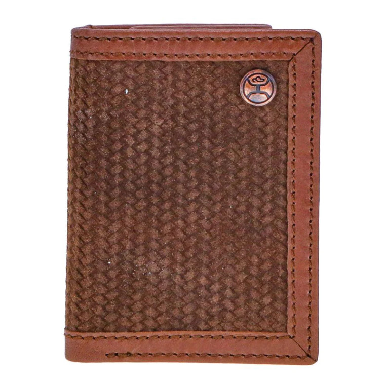 HOOEY CLASSIC ROUGHOUT BASKET WEAVE TRIFOLD WALLET