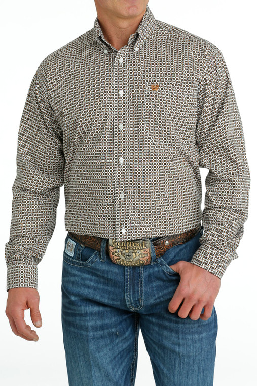 CINCH MENS LS SHIRT GEOMETRIC PRINT