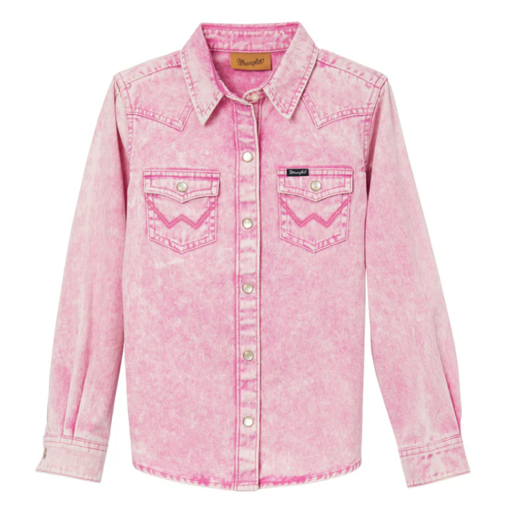 WRANGLER GIRLS PINK DENIM SHIRT