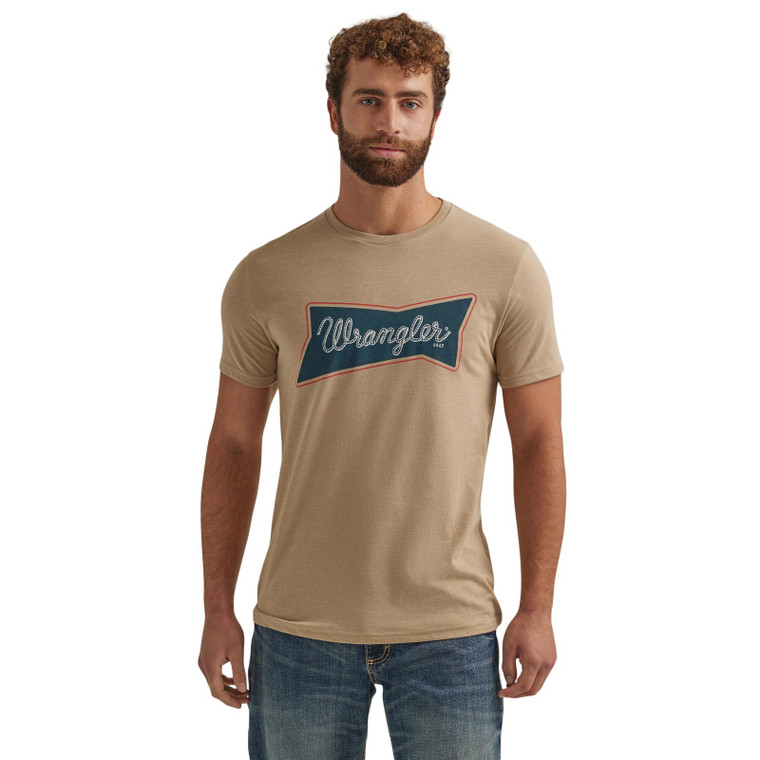 WRANGLER TAN TEE W/ NAVY LOGO