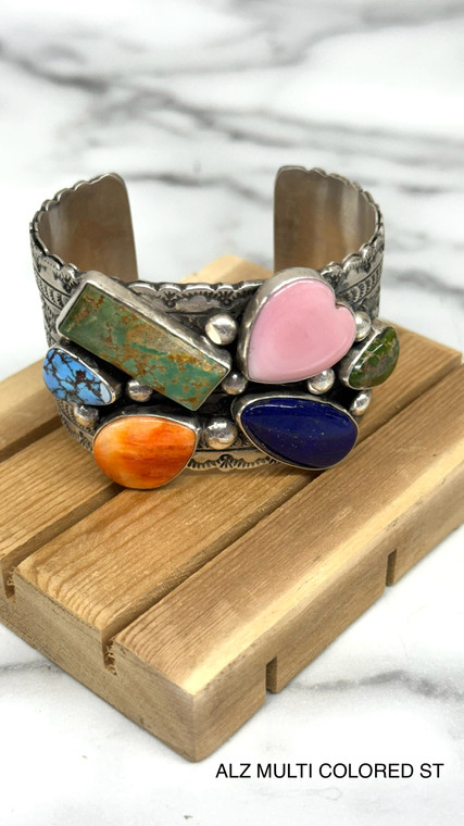 AUTHENTIC LARGE MULTI COLORED STONE CUFF