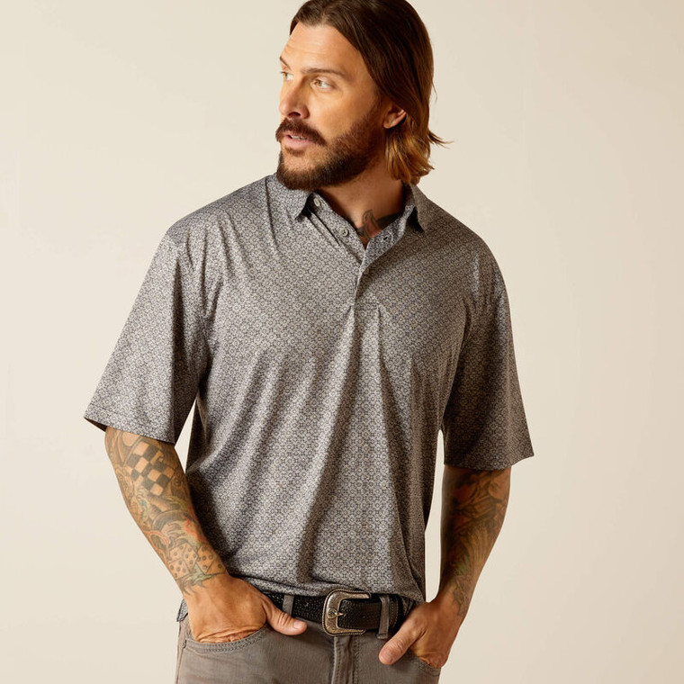 ARIAT MENS CHARGER 2.0 PRINTED POLO IN MICRO CHIP