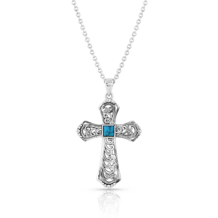 MONTANA CATHEDRAL SILVER CROSS NECKLACE