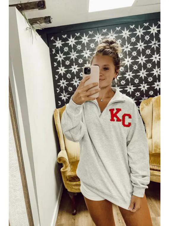 CHIEFS KC PATCH 1/4 ZIP SWEATSHIRT