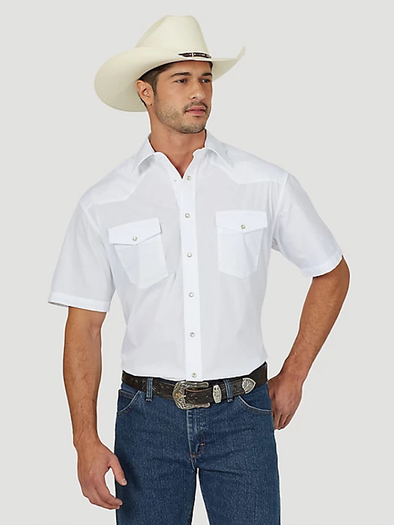 WRANGLER WHITE SHORT SLEEVE SNAP