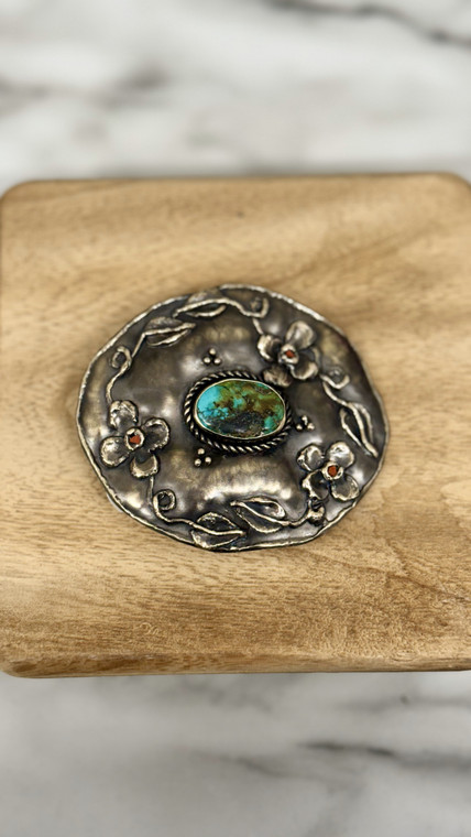 PAIGE WALLACE FLOWER BUCKLE WITH TURQUOISE