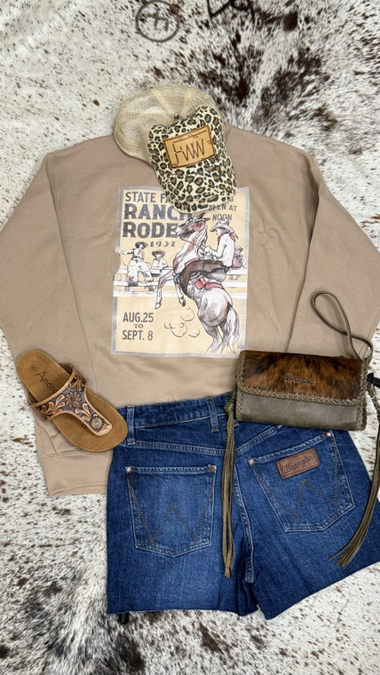 XOXO RANCH RODEO TAN SWEATSHIRT