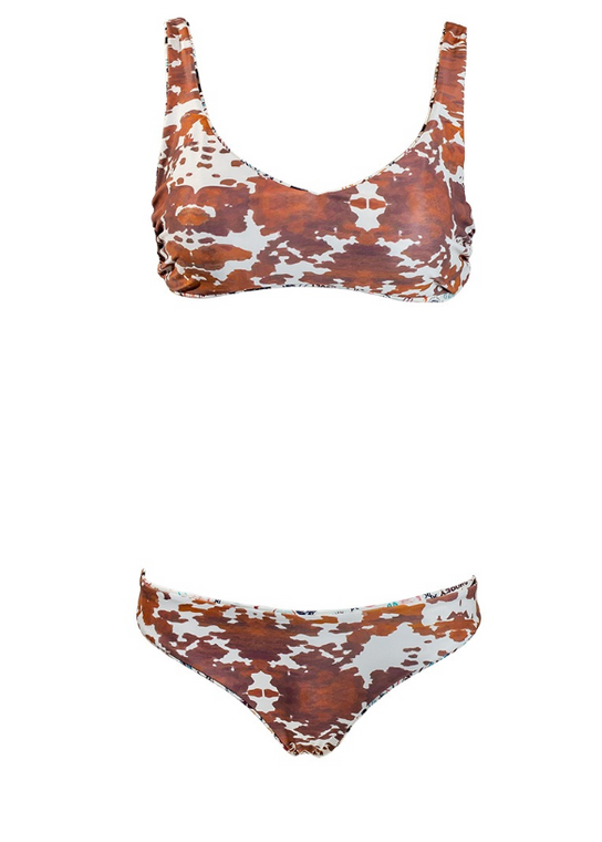 HOOEY WOMEN'S COW PRINT/HOOEY LOGOS REVERSIBLE BIKINI