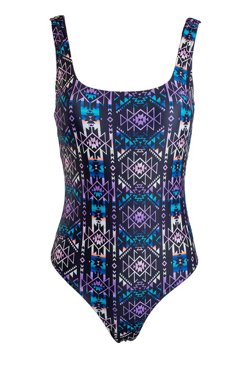 HOOEY WOMEN'S BLACK AZTEC ONE PIECE SWIMSUIT