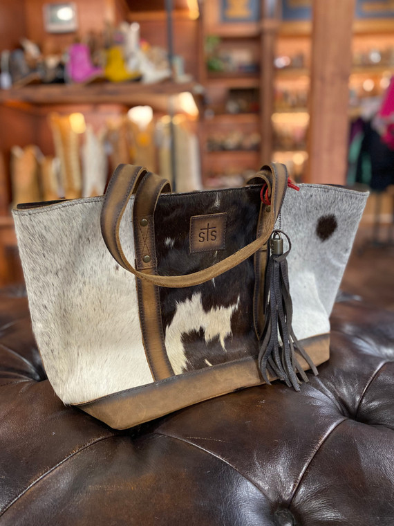 STS STS31119 COWHIDE CHEYENNE TOTE