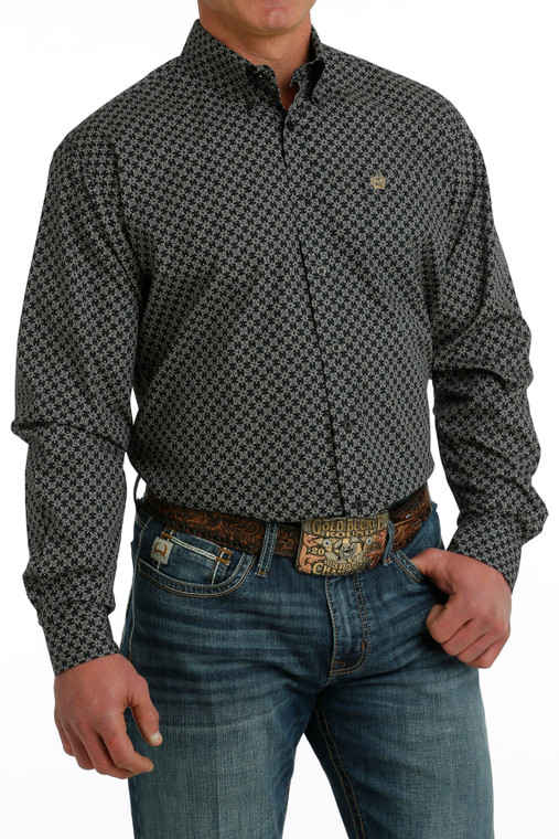 CINCH MN BLACK PRINTED BUTTON UP 