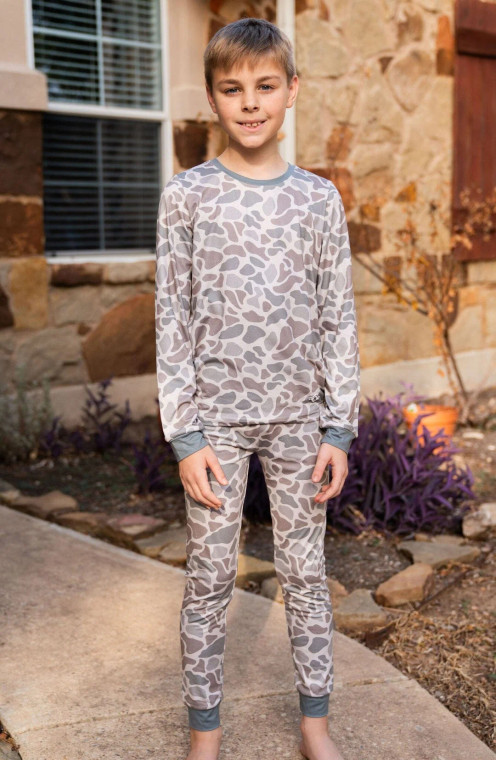 BURLEBO YOUTH AND TODDLER DEER CAMO PJ SET 