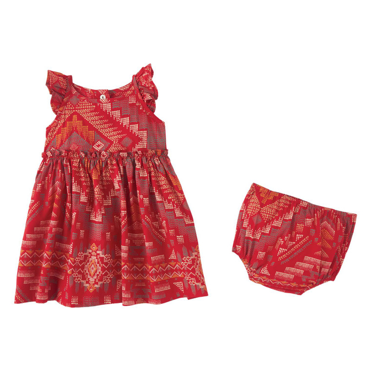 WRANGLER BABY GIRL MULTI RED RUFFLE STRAP DRESS