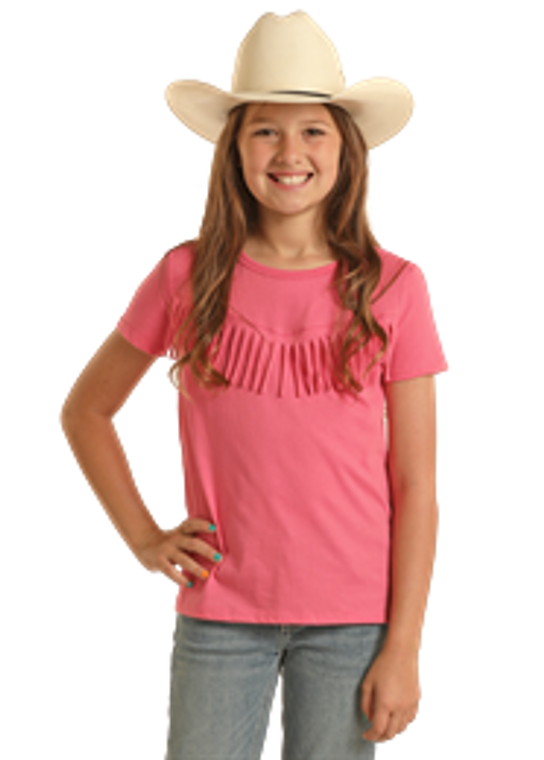 R&R GIRLS T-SHIRT WITH FRINGE