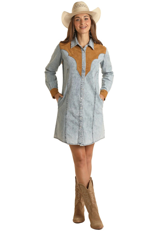 R&R DENIM WESTERN YOKE DRESS