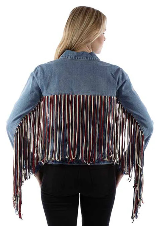 SCULLY WOMENS DENIM FRINGE JACKET