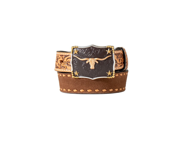 BOYS 3D WESTERN DIAMON LACE ROUGHOUT BELT