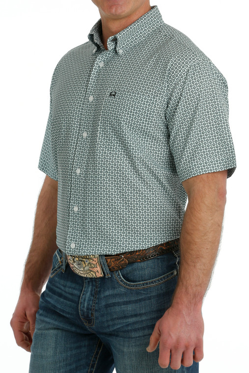 CINCH MENS SS BUTTON UP IN GREEN
