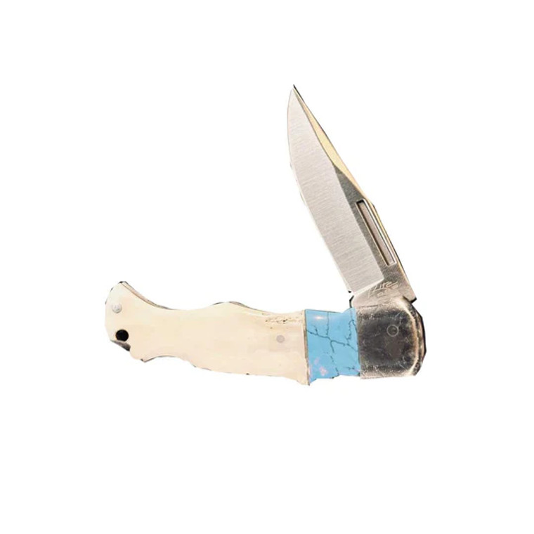 CIRCLE SH 211449-BO 3.5" BABY BLUE FAUX TURQUOISE FOLDING KNIFE