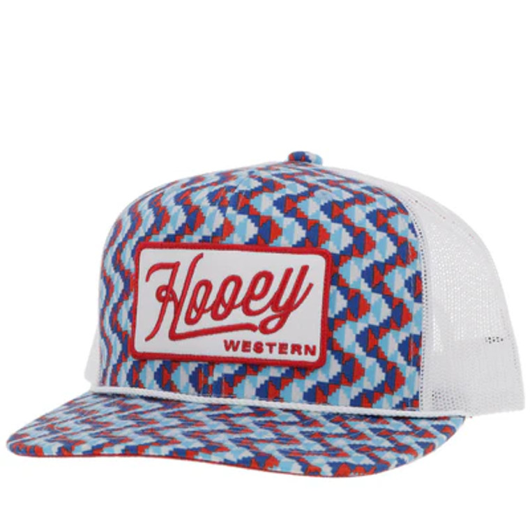 HOOEY YOUTH LAKOTA HAT BLUE/WHITE W/RED & WHITE PATCH