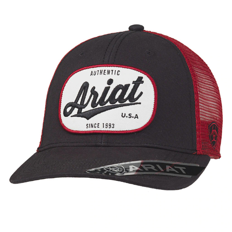 ARIAT RED & BLACK PATCH HAT 