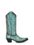 CIRCLE G L2076 LADIES TURQUOISE EMBROIDERED SNIP TOE