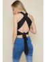 HALTER NECK TIE BACK BLACK TOP