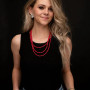 WC 18", 20", 22" 3 STRAND RED TUBE BEAD FAUX NAVAJO NECKLACE