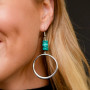 WEST&CO 3" SILVER HOOP EARRING W/ TURQUOISE ACCENT