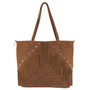 RED DIRT LEATHER TOTE AZTEC PRINT W FRINGE