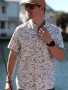BURLEBO MENS FISHING SHIRT WHITE CAMO