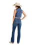 R&R WOMENS DENIM FRINGE VEST