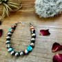 10 mm Sterling Silver Pearls Bracelet with Mohave Beads