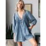 DENIM PLEATED ROMPER 