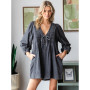 DENIM PLEATED ROMPER 