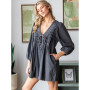 DENIM PLEATED ROMPER 