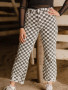 CHECKERED NON-DISTRESSED WOMENS PANTS
